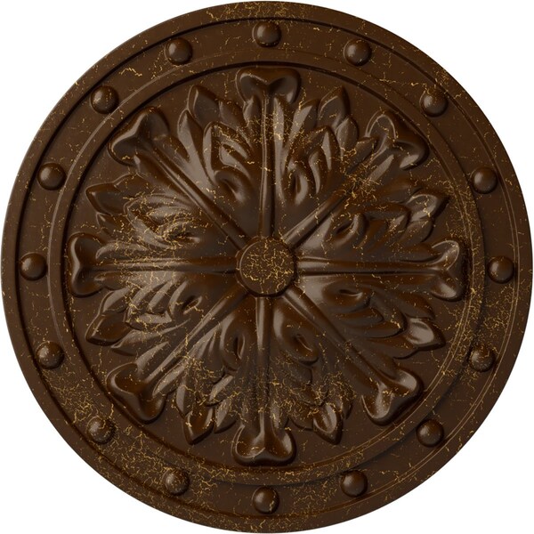 Ekena Millwork Foster Acanthus Leaf Medallion (Canopies up to 2 1/4"), 20 1/2"OD x 1 1/2"P, Root Beer Crackle CM20FORBC - main